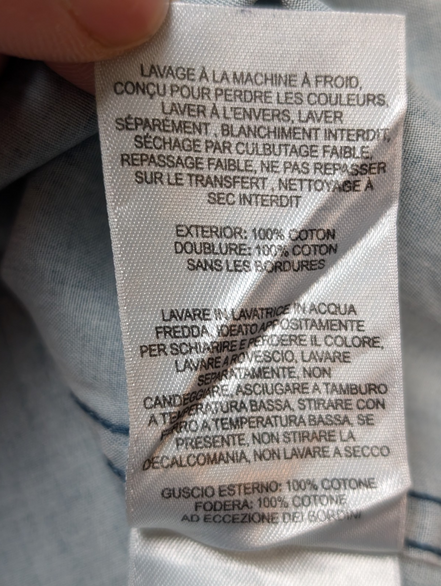CHEMISE COLUMBIA Coton Patiné Bleu L Homme 2 Poches Casual Boutons Métal