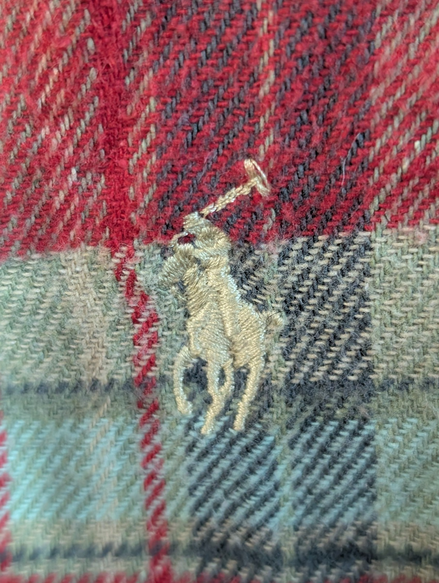 Écharpe Polo Ralph Lauren Rouge à Carreaux 100% Coton Largeur 38cm