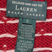 Pull LAUREN RALPH LAUREN Col Zippé FAIT MAIN 84% LAINE Motif flocon T. S Rare