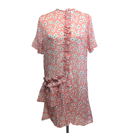 Robe Cubic M Rose Marguerites Manches Courtes Neuve Étiquette