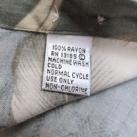 Chemise Hawaïenne Pierre Cardin L Kaki Feuillage Rayonne Manches Courtes
