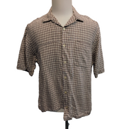 Chemise Polo Ralph Lauren LIN Caldwell M Bordeaux Crème Coton manches courtes