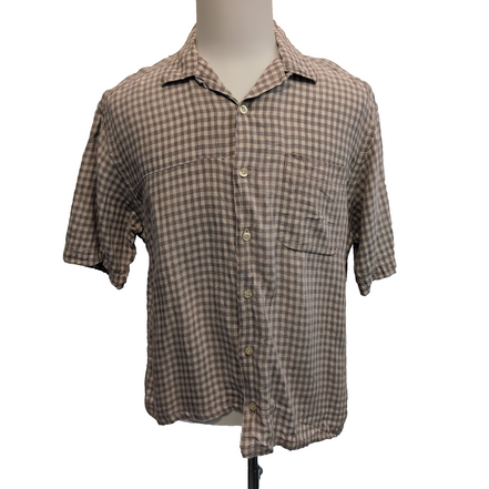 Chemise Polo Ralph Lauren LIN Caldwell M Bordeaux Crème Coton manches courtes