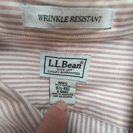 Chemise L.L Bean blanche et bordeaux à rayures manches courtes taille L #67e