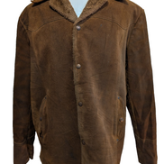 Vintage Pioneer Wear Suede Leather Shearling 44L Brown Western USA |47c