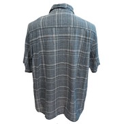 Chemise Weatherproof Vintage XL Carreaux Bleu Vert Lin Coton manches courtes