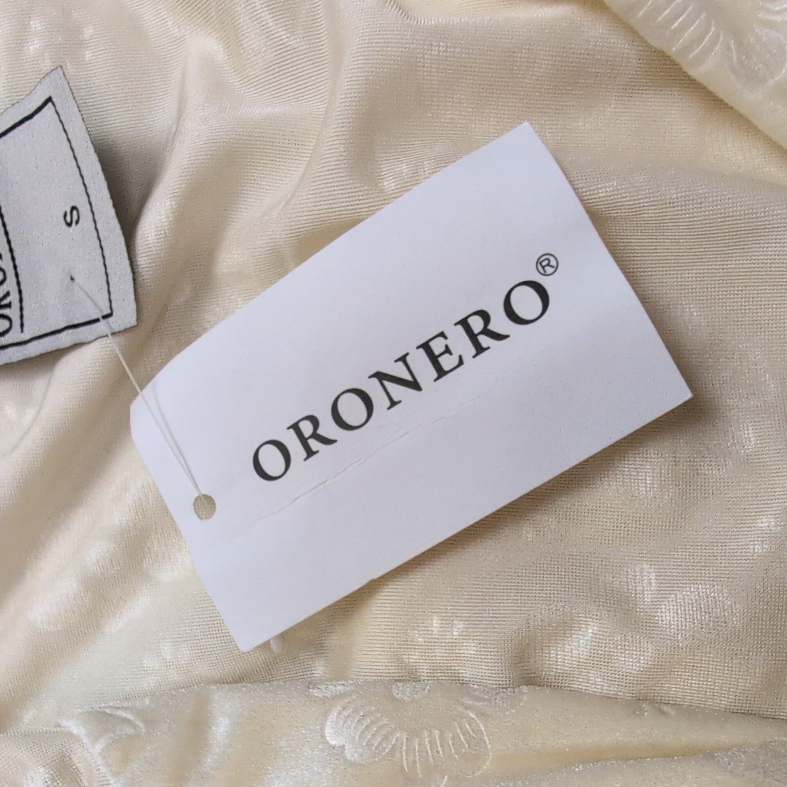 Peignoir ORONERO S Capuche Velours Loungewear Écru Floral Neuf Étiquette