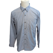 Chemise Eddie Bauer L Bleu Micro Carreaux Poche Homme Boutons Gravés longues mch