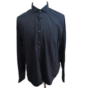 Chemise Denim & Flower Manches Longues Bleu Marine Motifs Coupe Cintrée T. XL