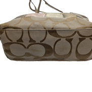 Sac Coach Signature Beige Jacquard Toile Cuir Épaule Cabas