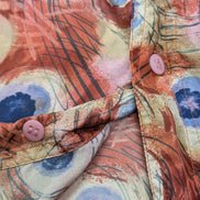 Chemise Hawaïenne Man Seta 100% Soie Fine Motif oeil de Paon - Taille M