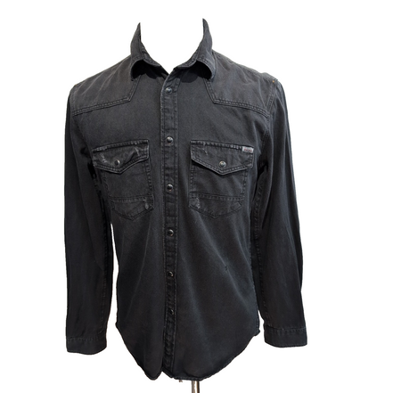 Chemise Jack & Jones Vintage Western Noir Style Vintage Jean Fin Taille S