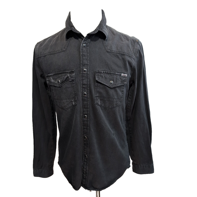 Chemise Jack & Jones Vintage Western Noir Style Vintage Jean Fin Taille S
