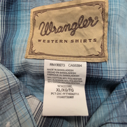 Chemise Wrangler Manche Courte Western Carreaux Bleus Taille XL