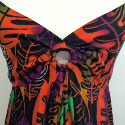 Robe d'été Femme Tropicale Feuilles Multicolore Bretelles Réglables M
