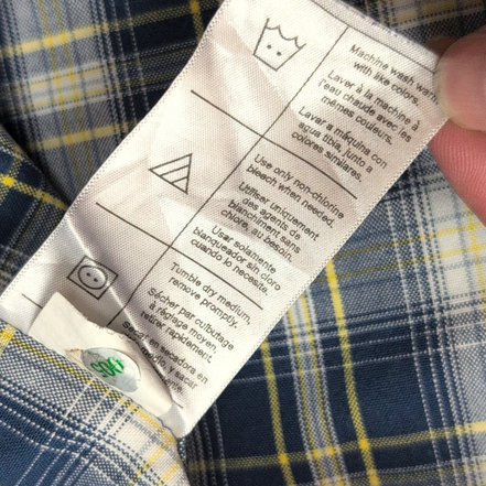 Chemise Carhartt L Oxford Bleu Jaune Carreaux Manches courtes Coton 2 Poches