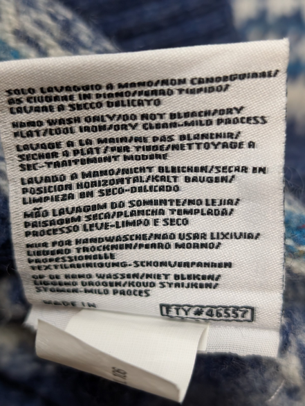 Pull KAPPA Laine Bleu et Vert à Rayures Motifs Hiver Femme Taille L