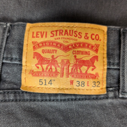 Jean Levi's 514 Vintage Homme W38 L32 Noir Denim Stretch Straight Fit Droit