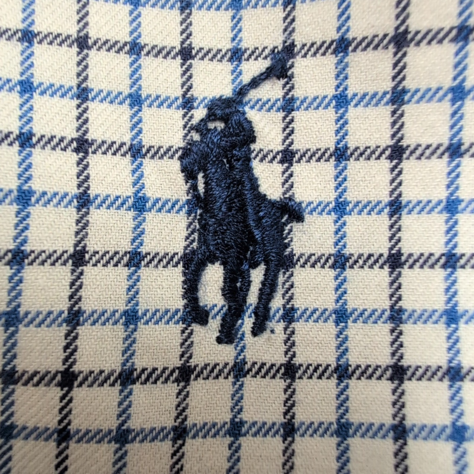 Chemise Polo Ralph Lauren Ellington L Blanche Carreaux Bleu Noir Coton