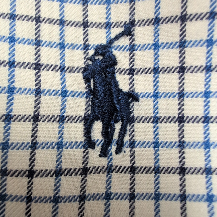 Chemise Polo Ralph Lauren Ellington L Blanche Carreaux Bleu Noir Coton