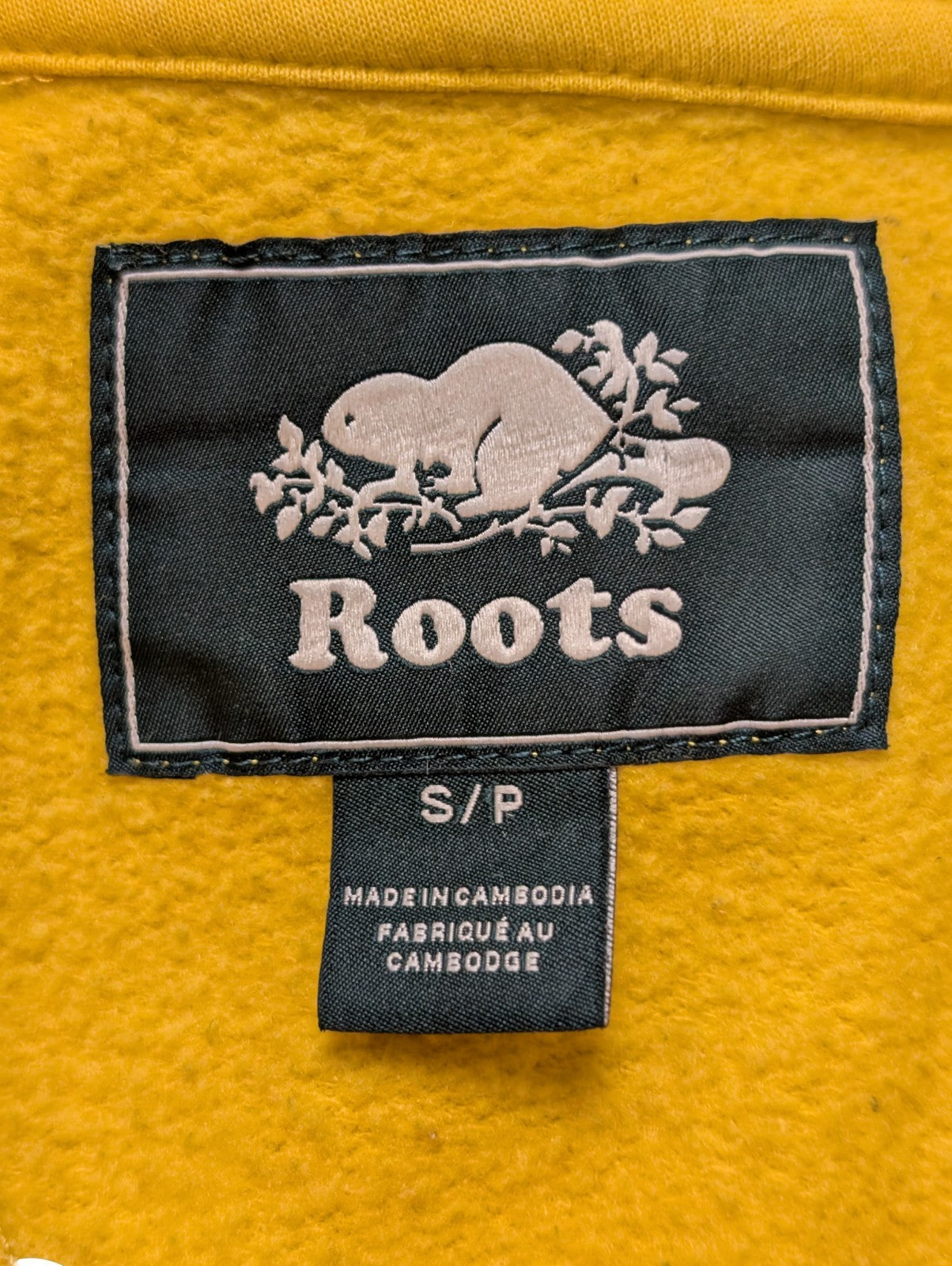 Sweat à capuche Roots Jaune et Gris Logo Poitrine Taille S