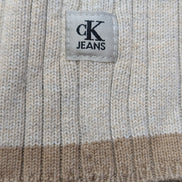 Pull CALVIN KLEIN Crème Col V Maille Côtelée Taille XL Coton Luxe Homme Chic