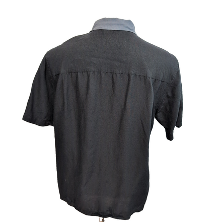 Chemise Hawaïenne Havanera Co Lin Rayonne Noir Bandes M