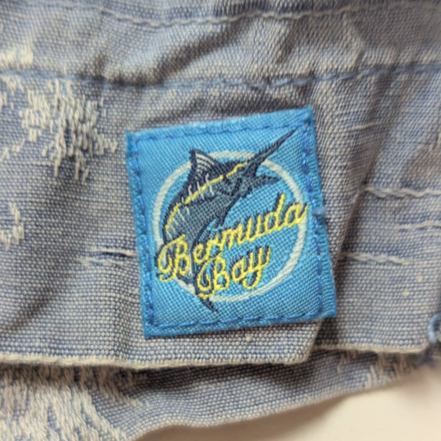 Chemise hawaïenne Bermuda Bay M bleue ananas palmiers 100% soie
