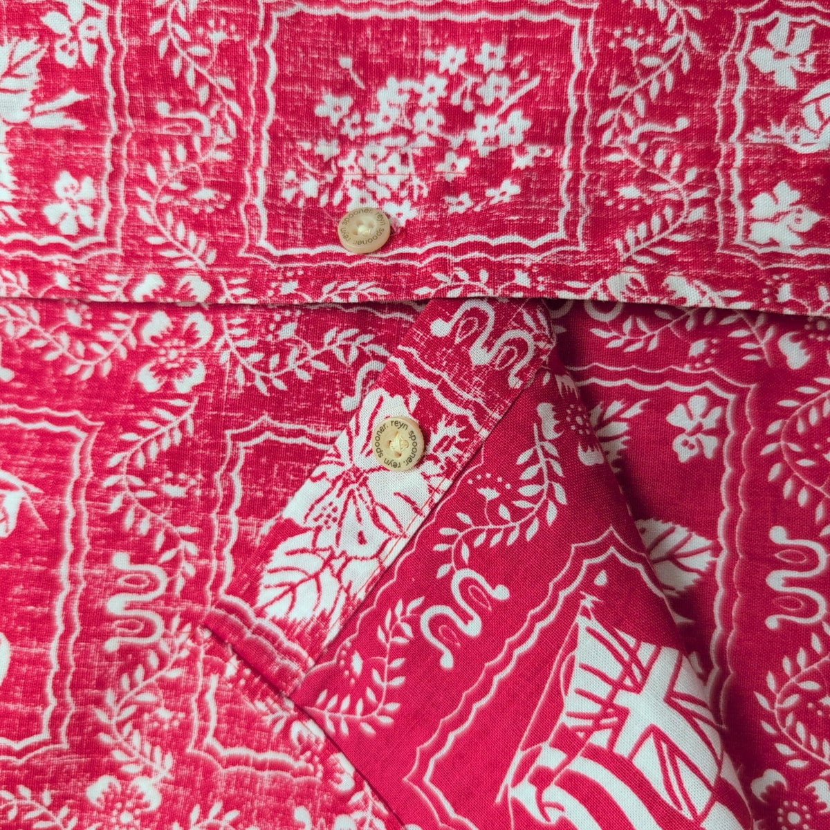 Chemise Hawaïenne Reyn Spooner M Made in Hawaii Rouge Motifs Coton