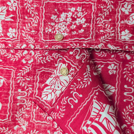 Chemise Hawaïenne Reyn Spooner M Made in Hawaii Rouge Motifs Coton