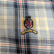 Chemise Tommy Hilfiger Manches Courtes Bleue à Carreaux Coton Logo Brodé T.L