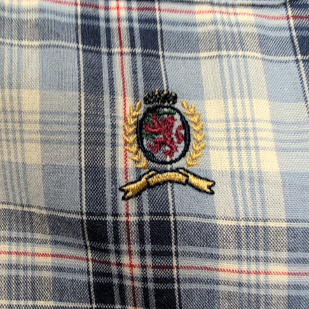 Chemise Tommy Hilfiger Manches Courtes Bleue à Carreaux Coton Logo Brodé T.L