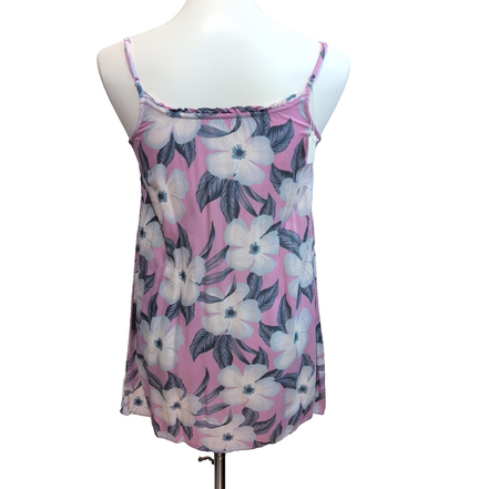 Robe d'été Fleurie Rose Blanche Rayonne Bretelles Réglables S/M