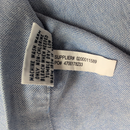 Chemise Ralph Lauren XL Bleu Clair Unie Oxford Coton Manches Courtes Logo Marron