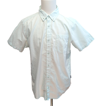 Chemise Patagonia L vert pâle rayures coton bio manches courtes
