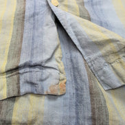 Chemise Breakwater 2XL Lin Vert Bleu Rayures Manche Courte Grande Taille