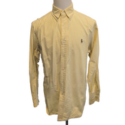 Chemise Ralph Lauren L Jaune Uni Logo Marron Coton Manches longues