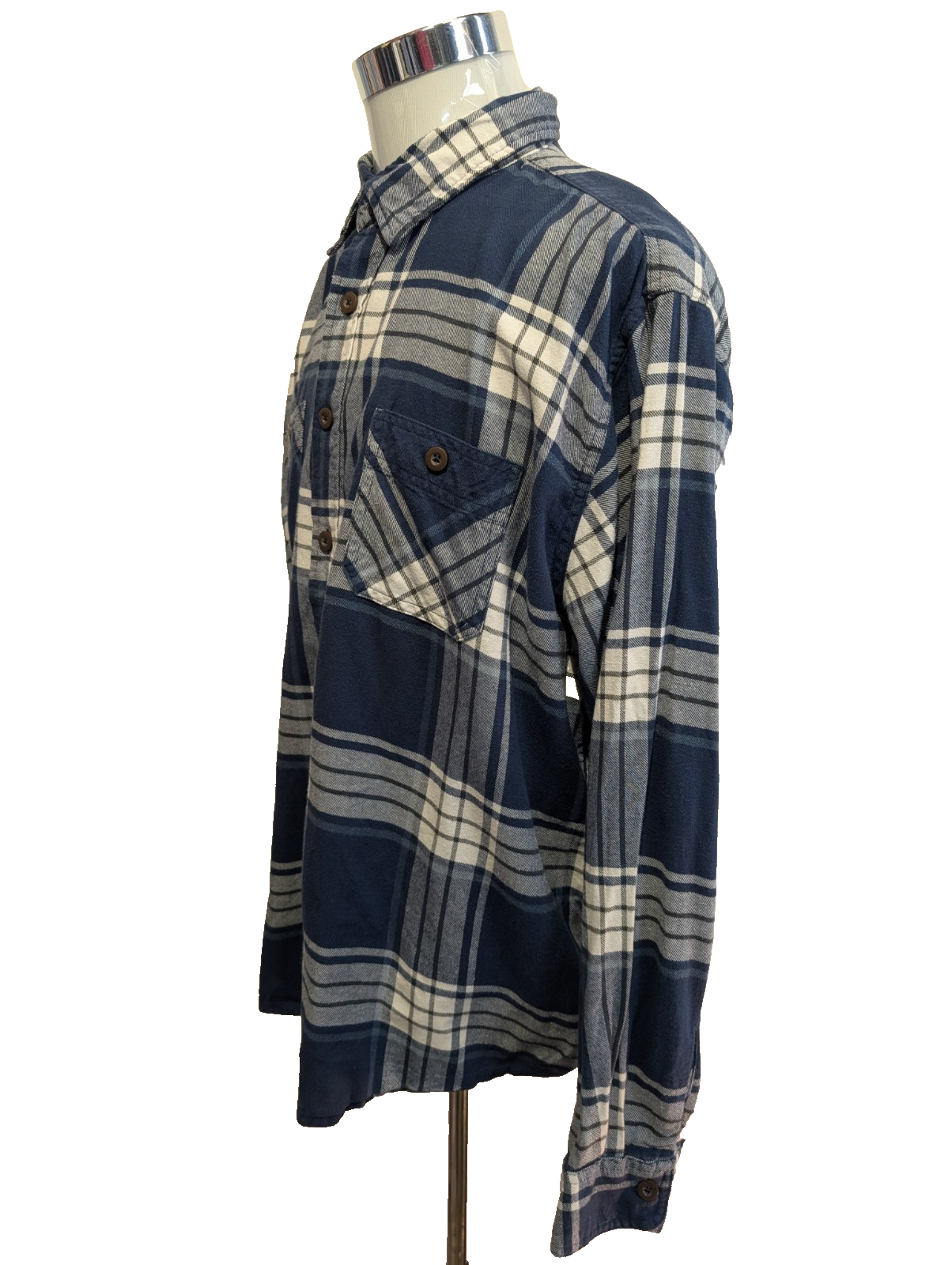 CHEMISE WRANGLER FLANELLE XXL CARREAUX BLEU MARINE VINTAGE Workwear