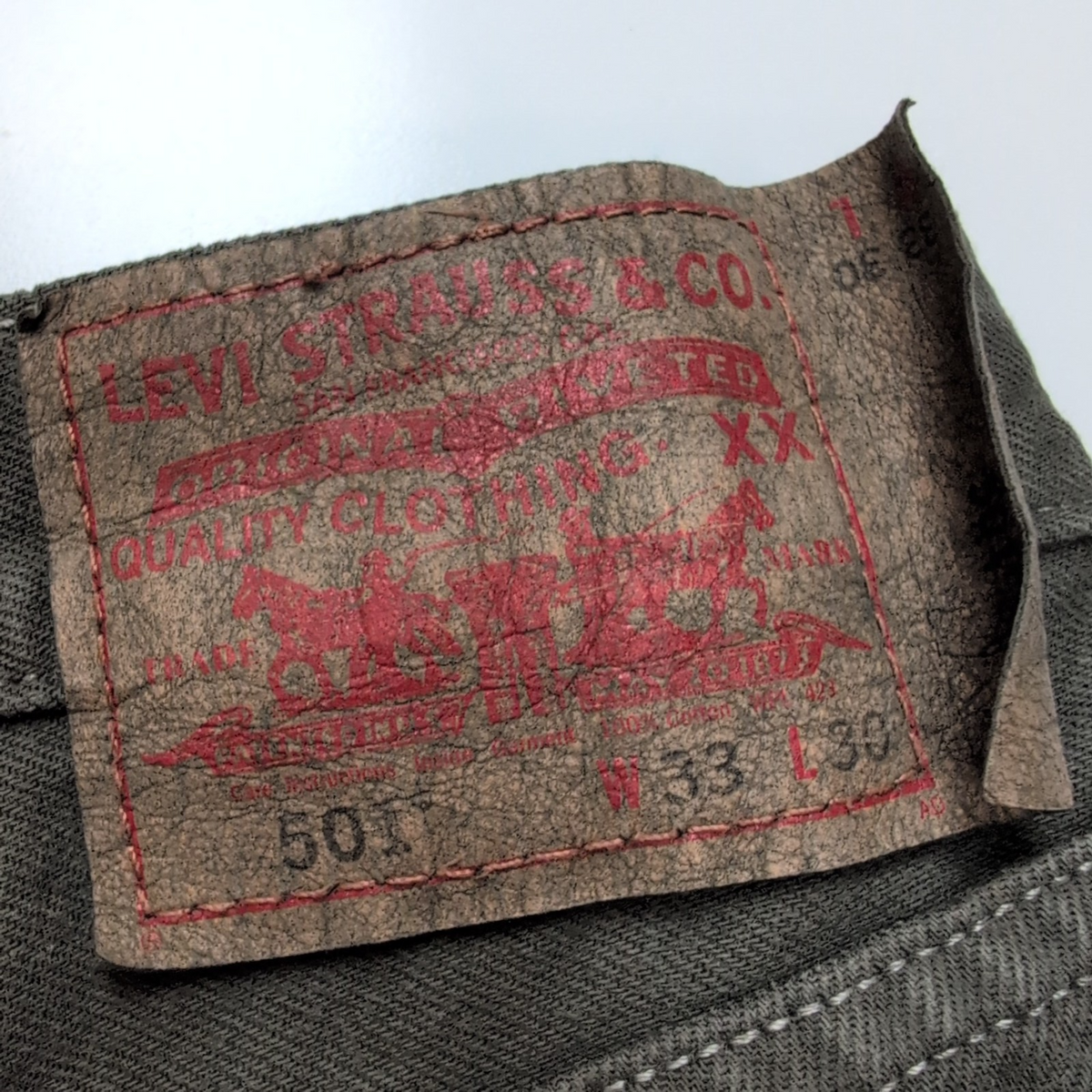Levi’s 501 Jean Homme W33 L30 Kaki Vintage Pantalon Bouton Coton
