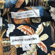 Chemise Hawaïenne Manches Courtes Pierre Cardin Noir Motif Tropical L