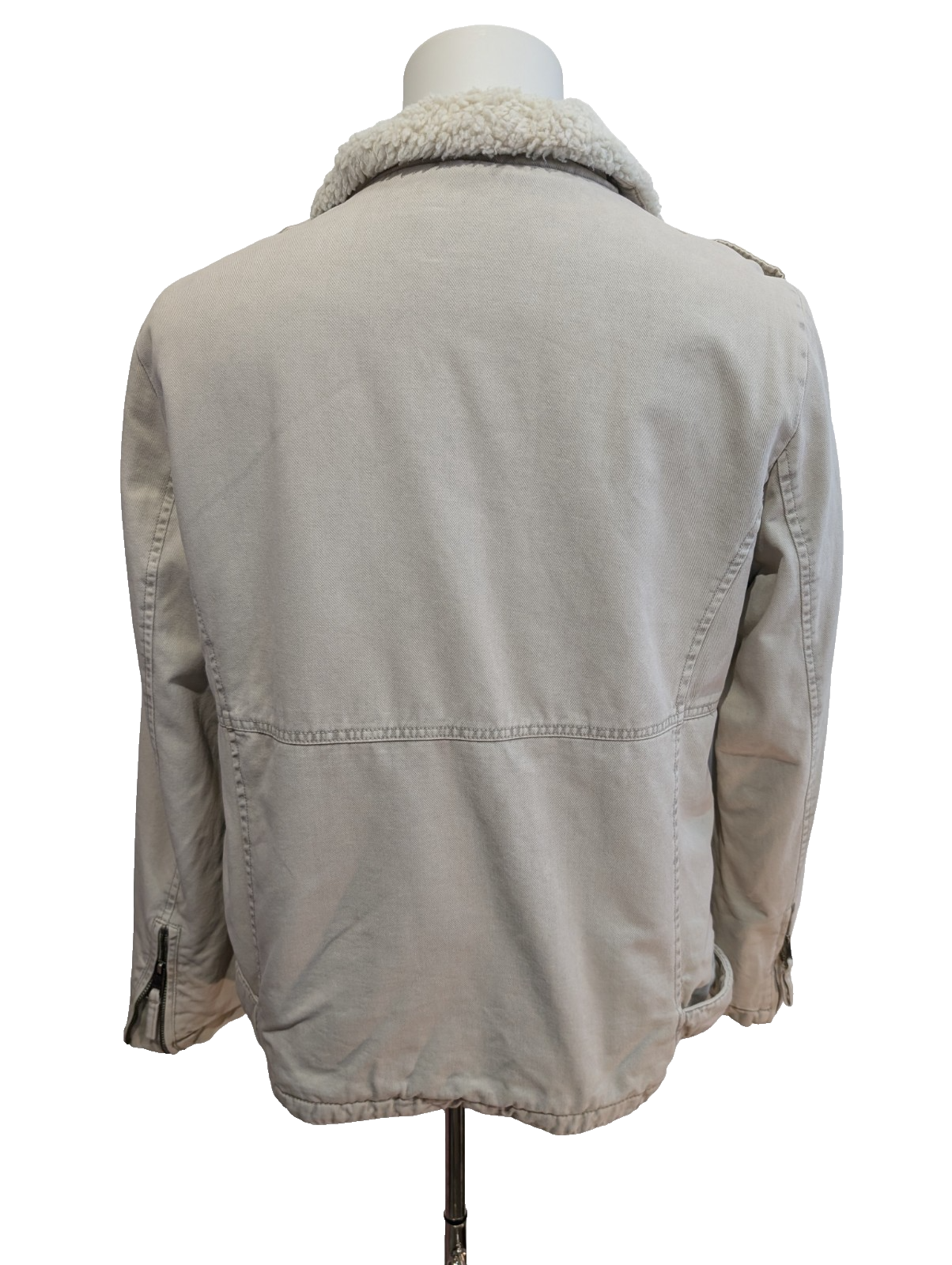 Blouson Veste Levis Homme L Doublé Sherpa Crème Beige Vintage Fermeture Zip