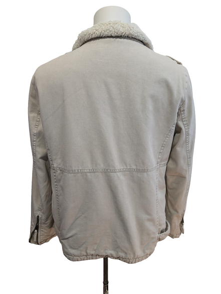 Blouson Veste Levis Homme L Doublé Sherpa Crème Beige Vintage Fermeture Zip