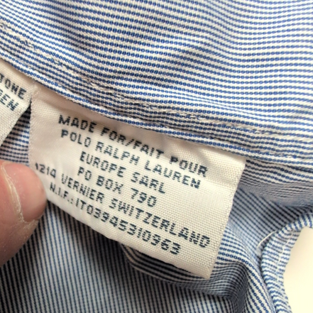 Chemise Polo Ralph Lauren Custom Fit XL Rayures Bleues Manches Courtes