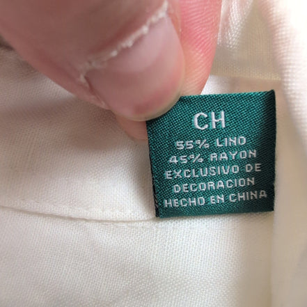 Chemise Hawaïenne Manches Courtes Cubavera Brodée Blanche Rayonne M