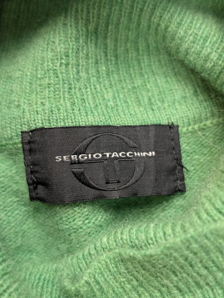 Pull SERGIO TACCHINI Col Roulé 80% Laine d'Agneau Vert Pomme Femme Taille L