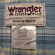 Chemise Wrangler Manches Courtes Bleue et Jaune à Carreaux Taille XLT