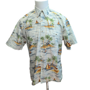 Chemise Hawaïenne Campia Moda Verte Voiliers Palmiers Coton Taille M