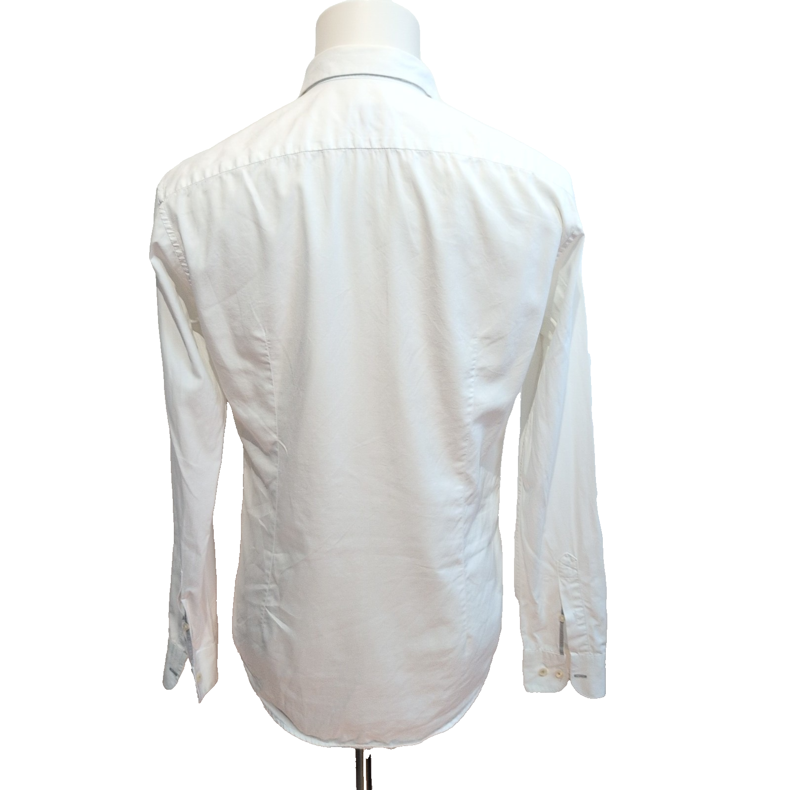 Chemise Lacoste Slim Fit 39 S (M ajusté) Blanche 100% Coton Logo Gris