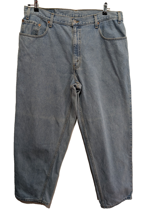 Jean Levi's 570 Vintage Rare Homme W38 L30 Bleu Très Clair Denim Loose Tapered