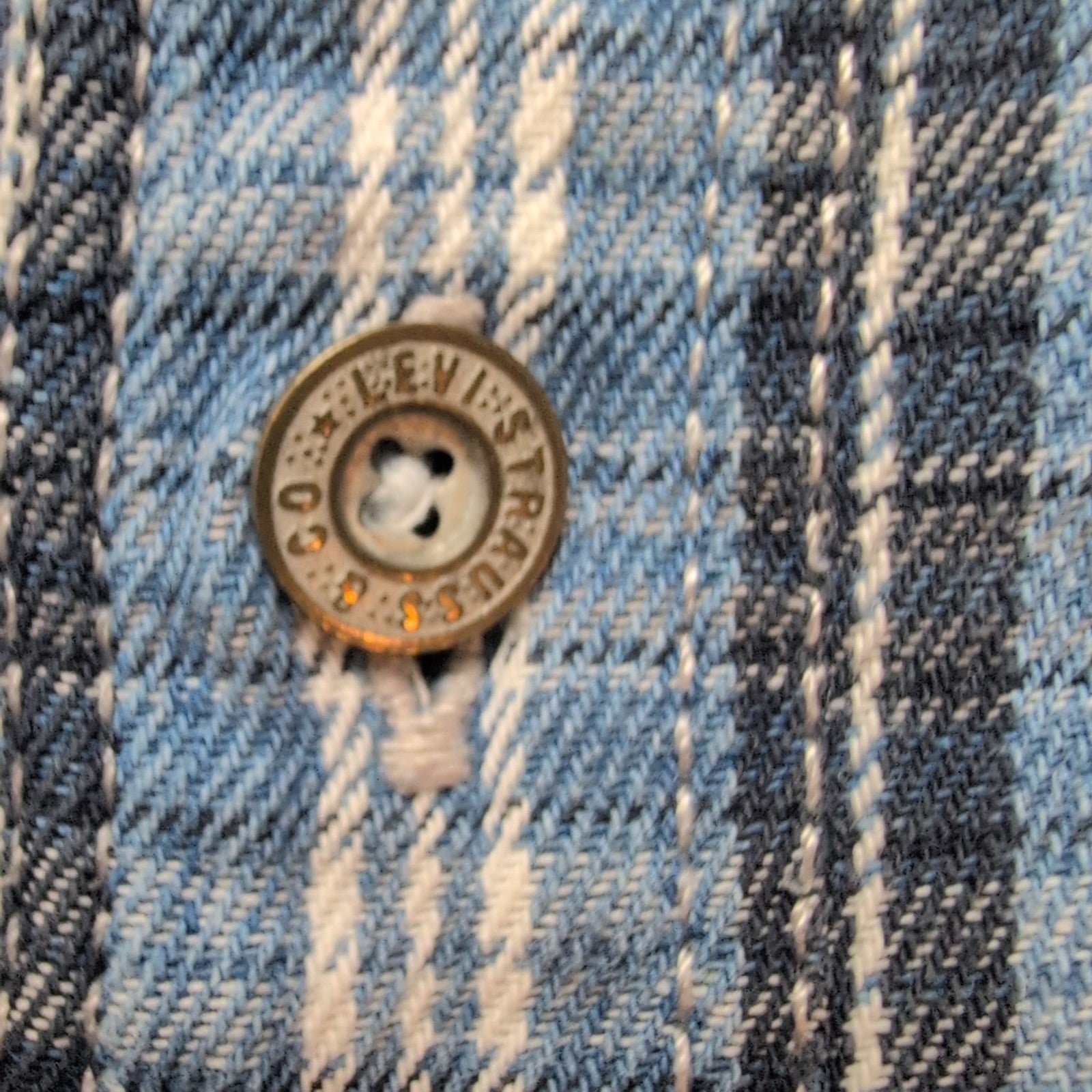 Chemise LEVI'S Homme XXL/3XL Bleue à Carreaux Boutons Métal Modèle Rare